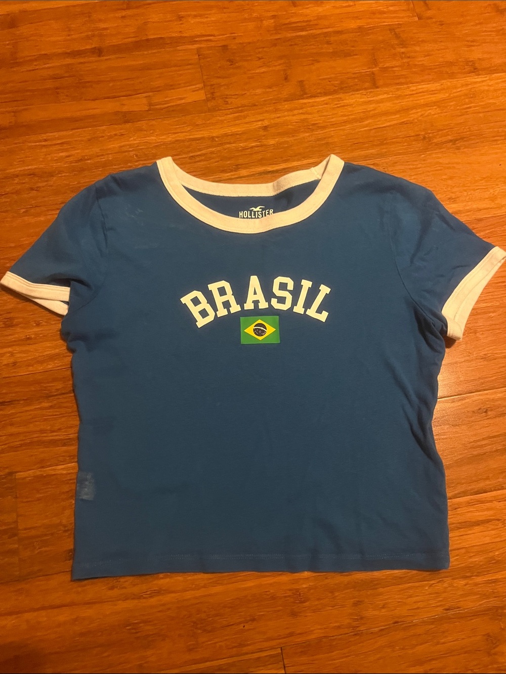 Hollister Blue 'Brasil' Ringer Tee with White Trim